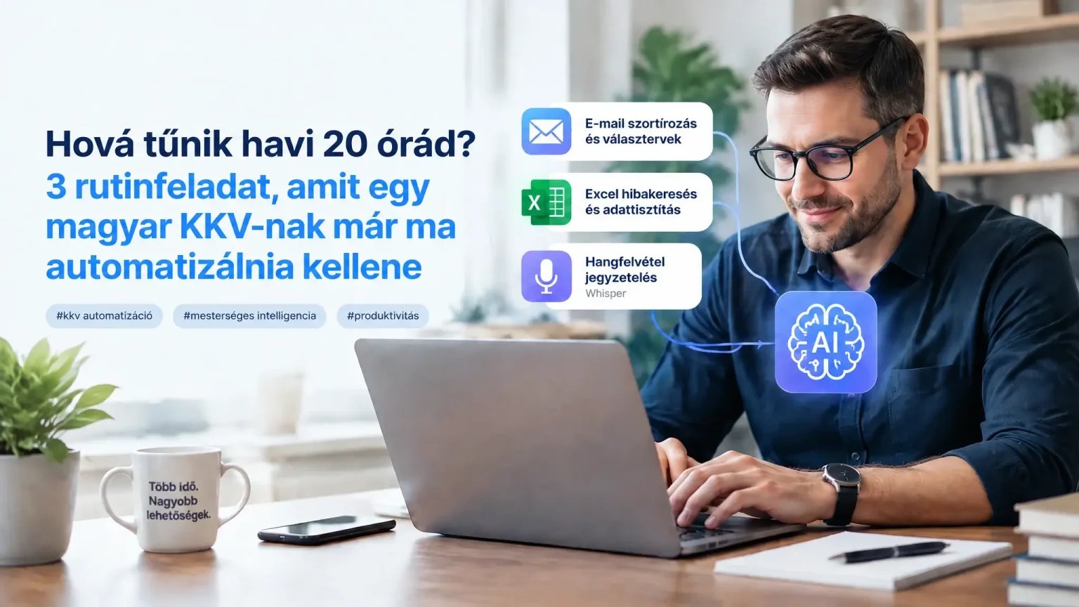 Hová tűnik havi 20 órád? 3 rutinfeladat, 3 egyszerű AI automatizáció KKV-nak